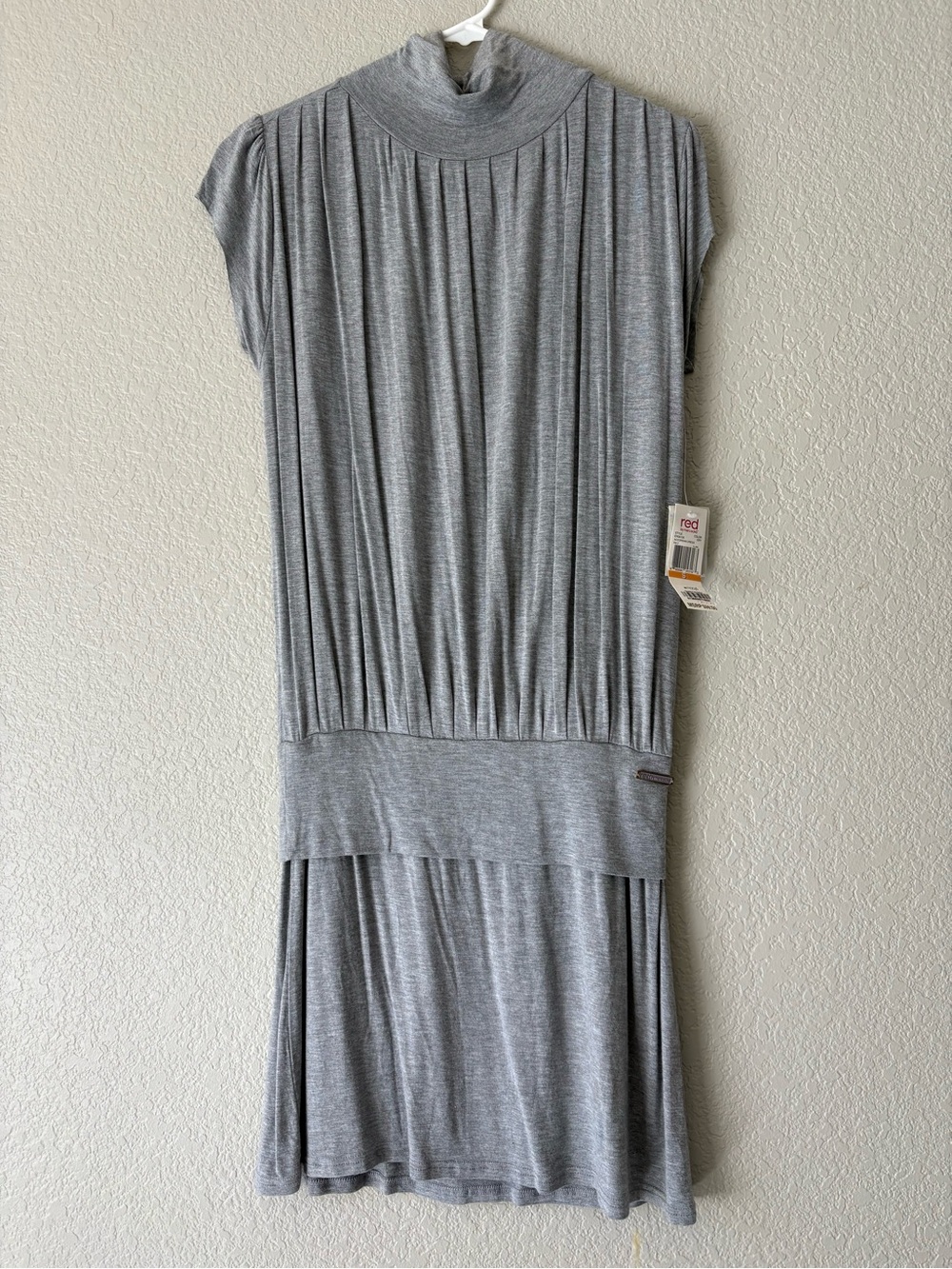 Marc Ecko Grey Cap-Sleeve Accordion Mini Dress